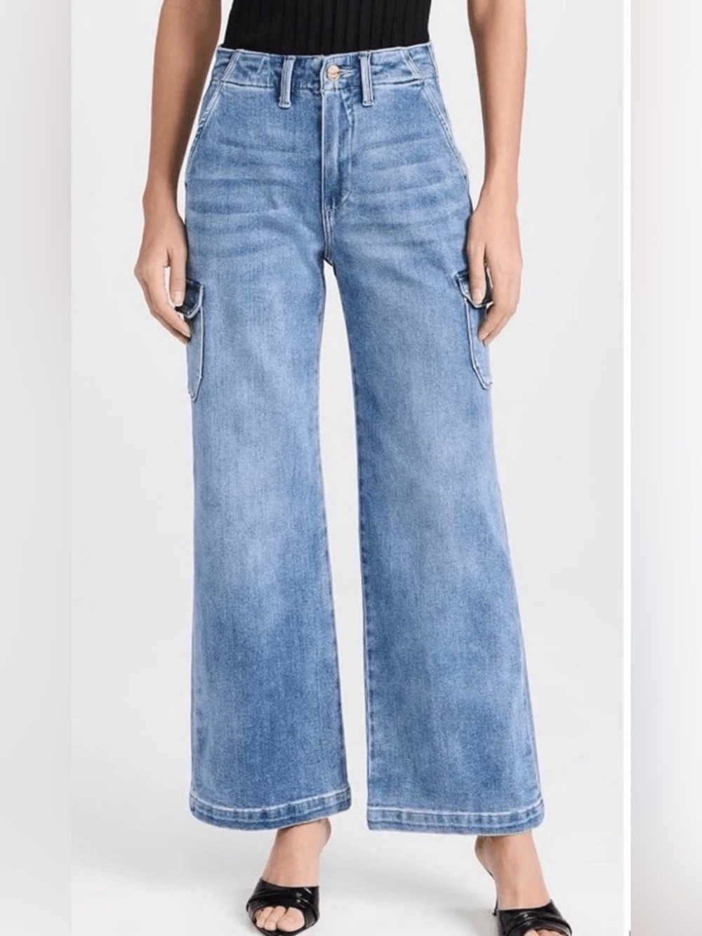 Paige Carly Wide Leg High Rise Cargo Jeans in Austyn (color) 29